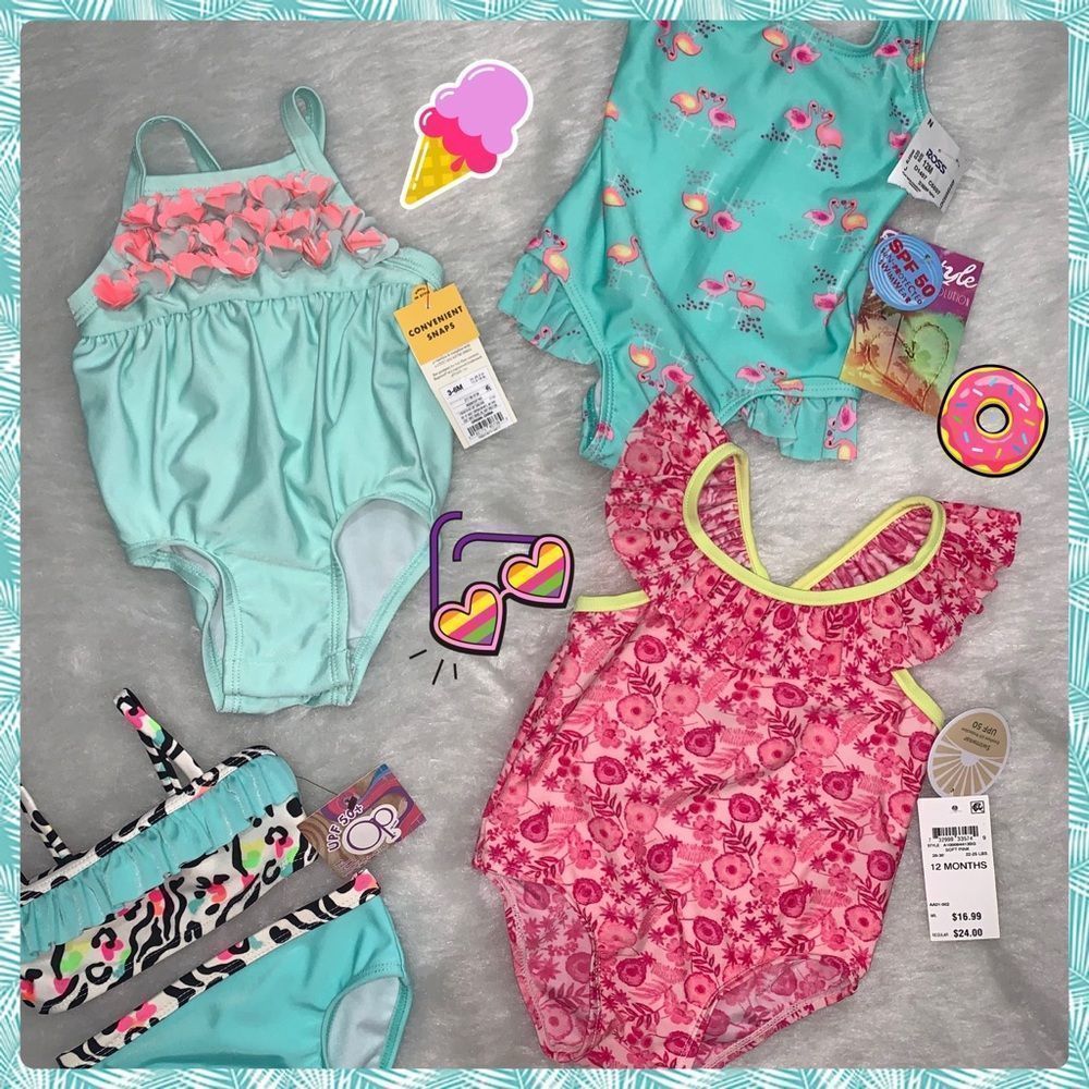 NEW with tags Set of 12M baby girl bathing suits 🩱🌻 and bikini!!!